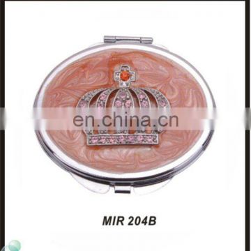 Cheap Custom Round Shape Compact Rhinestone Pocket Makeup Mirror Wholesale