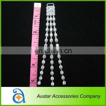 Silver triple rhinestone chain loose lines connector for swinsuit