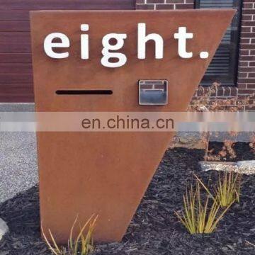 Outdoor Laser Cut Corten Steel Signs Rusted Garden Art photo-3