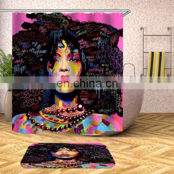 Cheap Black Woman Shower Curtain With Hook, African American Hot Sell African Women Shower Curtain photo-6