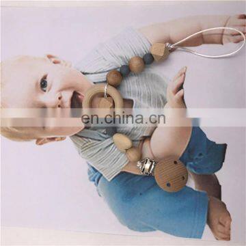 Food Grade Silicon Beads Wooden Pacifier Clips Soother Chain For Babies photo-6
