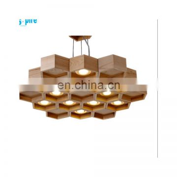 Individuality Handmade Natural Wood Honeycomb Shape Pendant Lamp