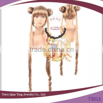 Fashionable beauty brown synthetic cosplay sailor moon wigs