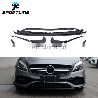 Painted Black ABS W176 Front Lip Splitters with Canards for Mercedes Benz A180 A200 A250 A45 AMG Style 16-17