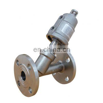 ss 304 316 and full steel head Actuator pneumatic double acting Double Acting flange Angle Seat Valve