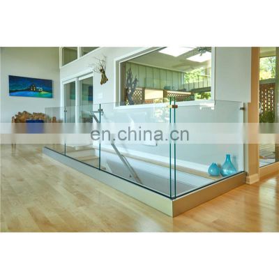 Tempered glass stair railing LED deck railings with aluminum U channel