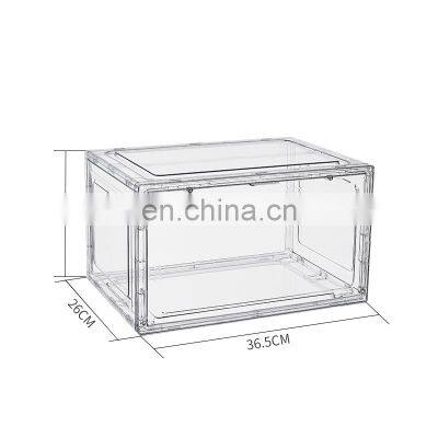 Customized Logo Side Open Folding Magnetic Shoe Box Display Organizer PET Clear Transparent Stackable Shoe Sneaker Storage Box photo-3