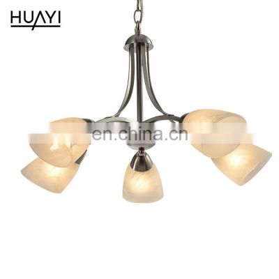 HUAYI Energy Saving Nordic Modern Style Villa Home Indoor Decoration Metal Glass Chandelier Light