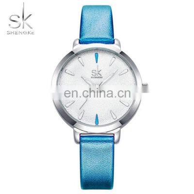 SHENGKE K8019 Ladies Quartz Wrist Watch New Design Price Fashion Leather Band Watch Water Resistant Luminous Watch For Women