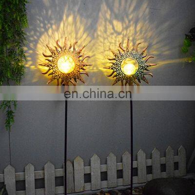 Sun Moon Flame Design Waterproof Retro Lamp Garden Decor Lamp For Courtyard Solar Lawn Lights