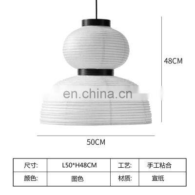 Vintage Art Stain Large Chandelier Lighting Shade LED White Paper Pendant Lamp photo-5
