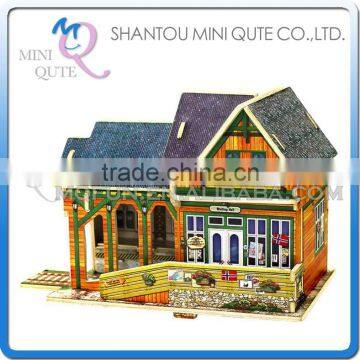 Mini Qute 3D Wooden Puzzle Norway Train Station architecture famous building Adult kids model educational toy gift NO.F116