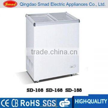 supermarket flat sliding glass lid chest freezer with inside condenser