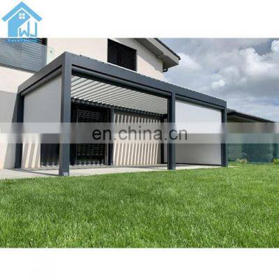 Wall Mounted Pergola Roof Aluminium Garden Gazebo with Motor Roller Side Screen