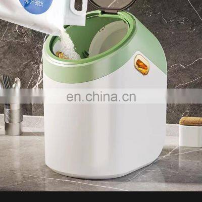 Kitchen Round Rice Storage Box Large Sealed Grain Container Automatic Rice Bucket With Flip Cover photo-2