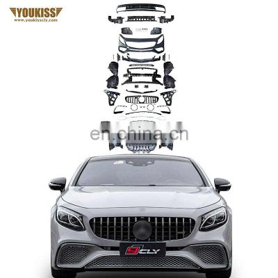 Genuine Auto Parts For Benz S Class S COUPE Facelift S65 AMG Front Car Bumpers Car Grille Rear Diffuser Tips