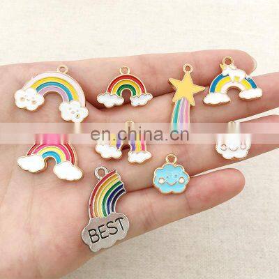 40pcs Mixed Enamel Rainbow Cloud Flowers Charms Beads DIY Earrings Bracelet Pendant Necklace Accessories For Jewelry Making photo-5