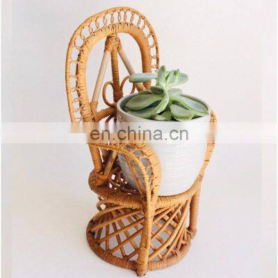 Hot Sale Rattan Plant Stand, Vintage mini rattan plant chair Boho Peacock chair Wholesale Vietnam Supplier