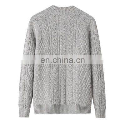 Women's 100% Cashmere Crew Neck Long Sleeved Chunky Cable Knit Casual Pullover Sweater Winter Season