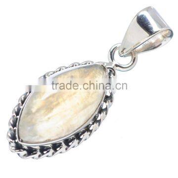 925 SOLID STERLING FINE SILVER RAINBOW MOONSTONE PENDANT