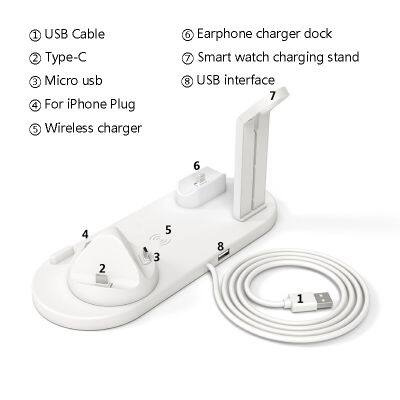 Online Hot Selling Wireless Charger Fast Charging 6 in 1 Wireless Charger Universal Station photo-3