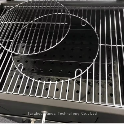 New Arrive High Quality Charcoal Grill With Two Shelf Wooden Table With Big Size Wheel Easy Cleaning for Camping Easy Assembled photo-3