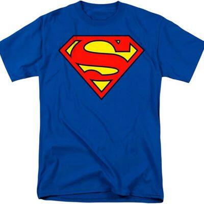 Superman Classic Logo T Shirt and Stickers, Unisex Adult T Shirt Collection