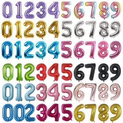 Hot Selling Globos Party Decoration Rose Gold 16 32 40 Inch Giant Foil Balloons Gradient Color Number for Birthday Party