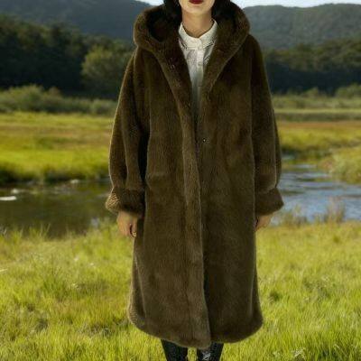 Women's Long-line Faux Fur Mink-style Coat for Autumn and Winter photo-2