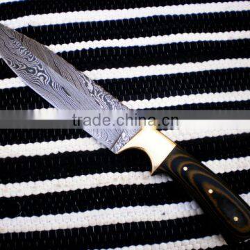 damascus fixed blade hunting knife with leather sheath HN2