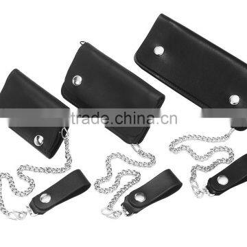 Genuine leather chain wallet at factory price 3 sizes