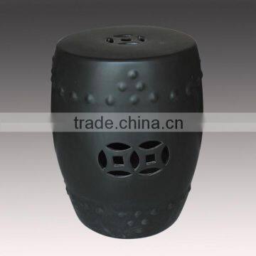 18" chinese black glazed ceramic garden stool