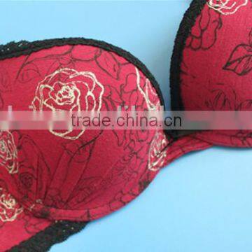 2016 Sexy Fuchsia/black Flower Pattern Under Bra photo-4