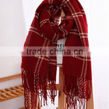 New Model Autumn Winter Long Tassel Fringe Checked Plaid Blanket Shawl photo-3