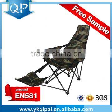 Folding lounger chair with footrest in red color folding beach chair