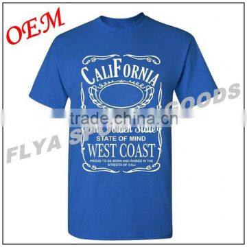 men's causal style 100% cotton breathable t shirts, blue color t shirt 180 grams cotton
