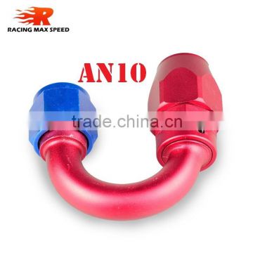 Aluminum oil cooler fitting 180 degree resuable hose end fuel line hose end fitting adaptor blue and red 40-180-10