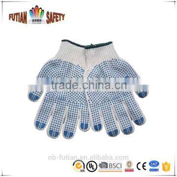 FTSAFETY safety 7guage/10G bleached white PVC dotted industril working gloves China manufacturer