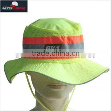 yellow fabric wide brim safety fluorescent hat