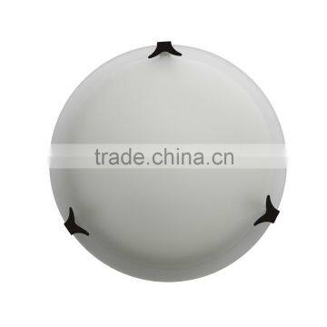 2 Bulb Ceiling Flushmount Light(Lampara de Techo) in Ebony Bronze Clips Finish With a 12" Acid Wash Glass Bowl