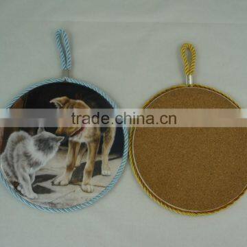 Hot sale Promotional with rope and cork backCeramic Pot trivet