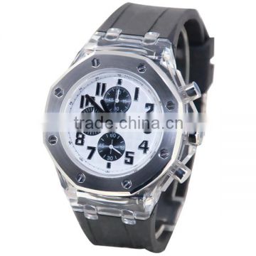 YB new products six hands silicone rubber bracelet watch with rotating bezel