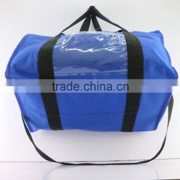 Blue color Shoulder bag Lunch PVC Bag Insulated Cooler Ice Bag Hand make