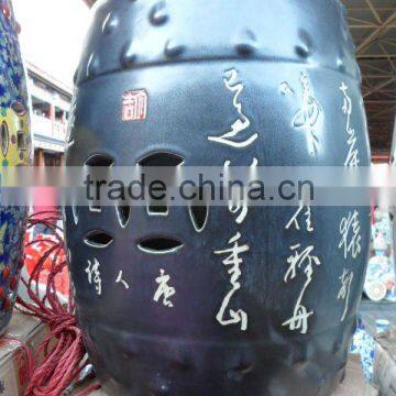 chinese antique green porcelain drum stool