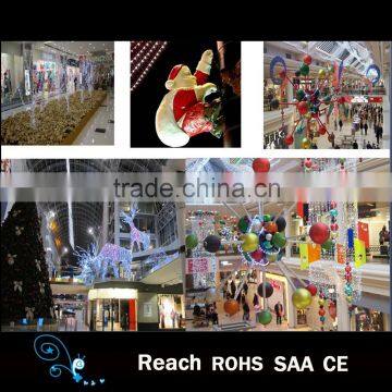 large Christmas sceneDecoration Figurine for shopping mall with Santa Claus Climbing and led lights deers and led lights trees