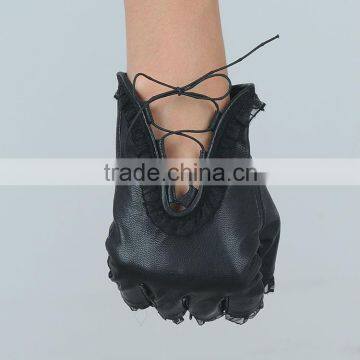 ladies fashional fingerless driving gloves with string closure