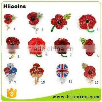 Wholesale Beautiful Flower Poppy Metal Lapel Pin Badge