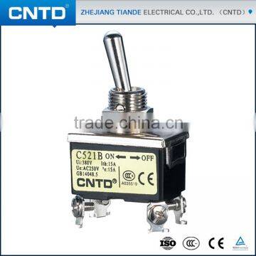 China CNTD Factory Supply 12mm Mounting hole Spring Return ON-OFF 4-way Toggle Switch 220V DPST (C5R21B)