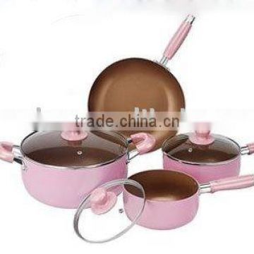 7PCS Aluminium Non-stick pink cookware sets