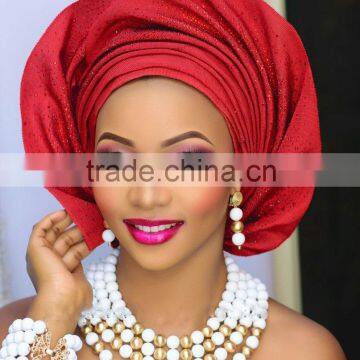 beaded hair accessories african gele aso oke head tie with beads for women hair tie AS09-13